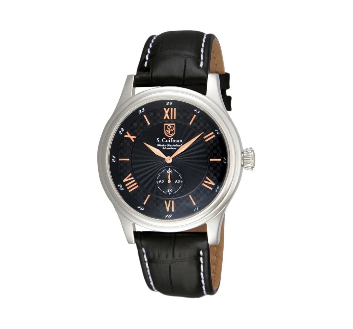 Мужские часы Invicta S.Coifman Heritage Chronograph Dial Leather Strap Watch, цвет: Чёрный — фото 1