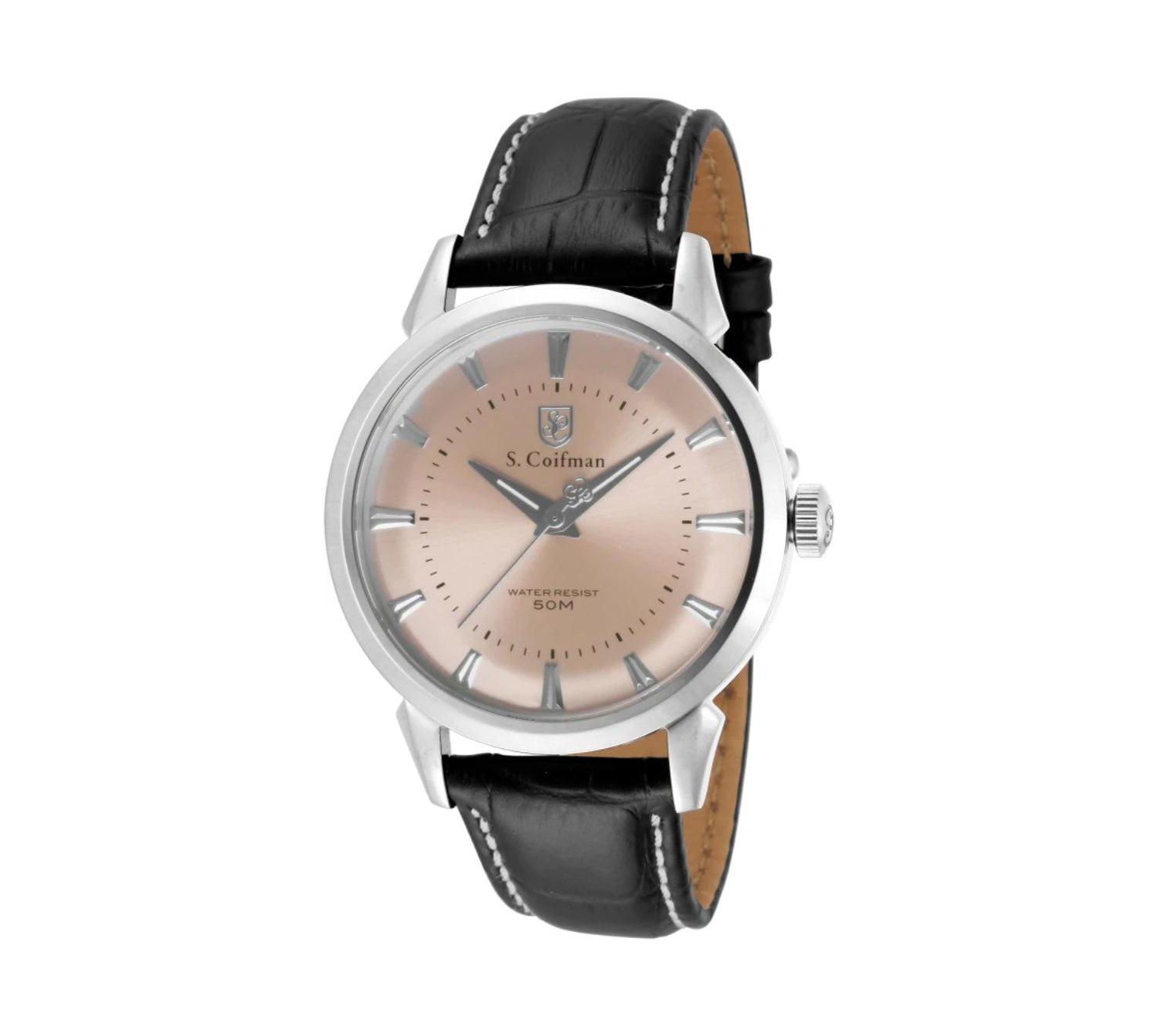 S.Coifman Men's Heritage Quartz Dial Leather Strap Watch
