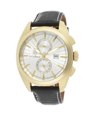 S.Coifman SC0088 Men's Chronograph Dial Leather Strap Watch