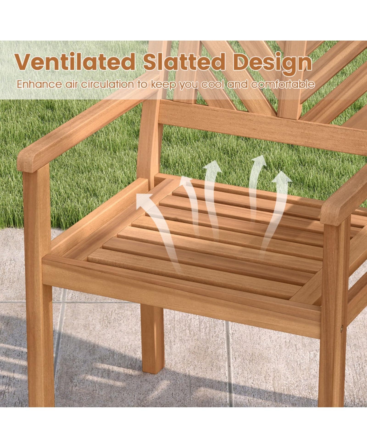 Gouun Set of 4 Solid Acacia Wood Outdoor Patio Dining Chairs with 400 Lb Capacity