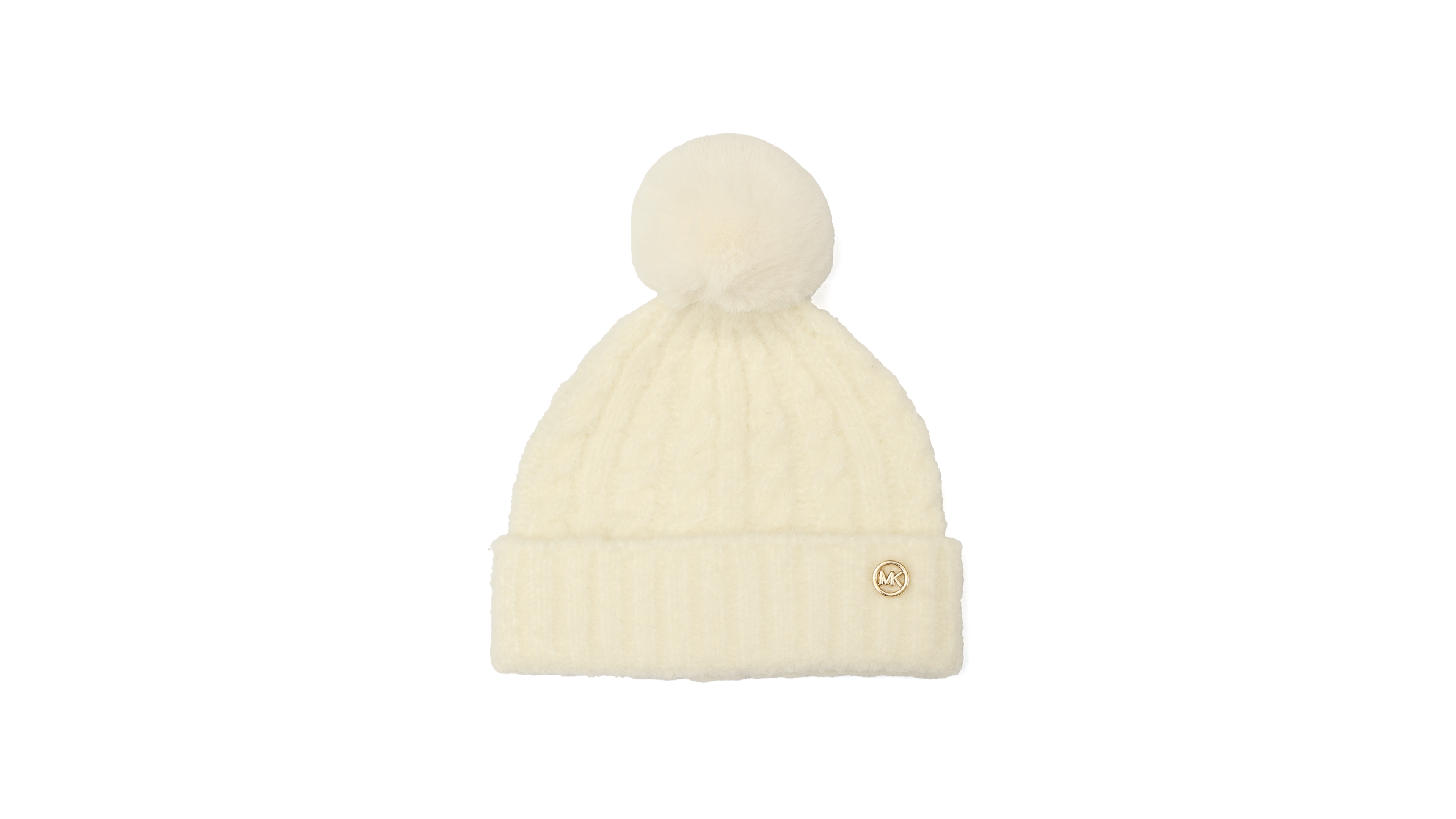 Michael Kors Boucle Cable Charm Cuff Beanie Hat