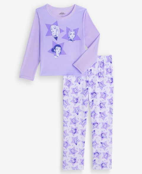 K-Pop Girls' 4-16 Bunny Flame Resistant Top and Pants, 2-Piece Pajama Set, цвет: Фиолетовый