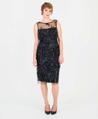 Women's Floral-Print Sequin Boat-Neck Sheath Dress
