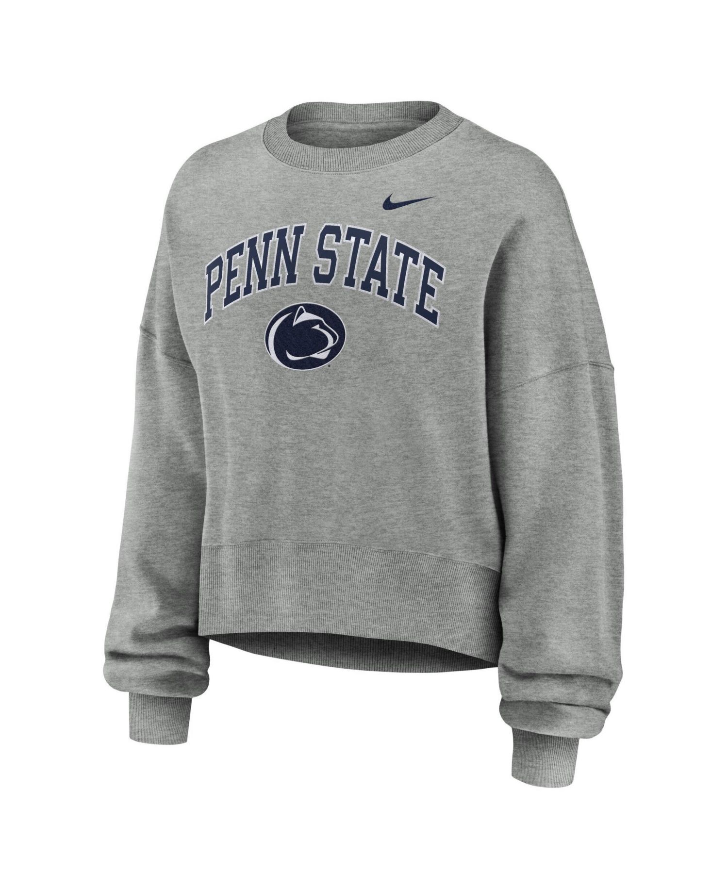 Women's Heather Gray Penn State Nittany Lions Oversized Phoenix Arch Pullover Sweatshirt