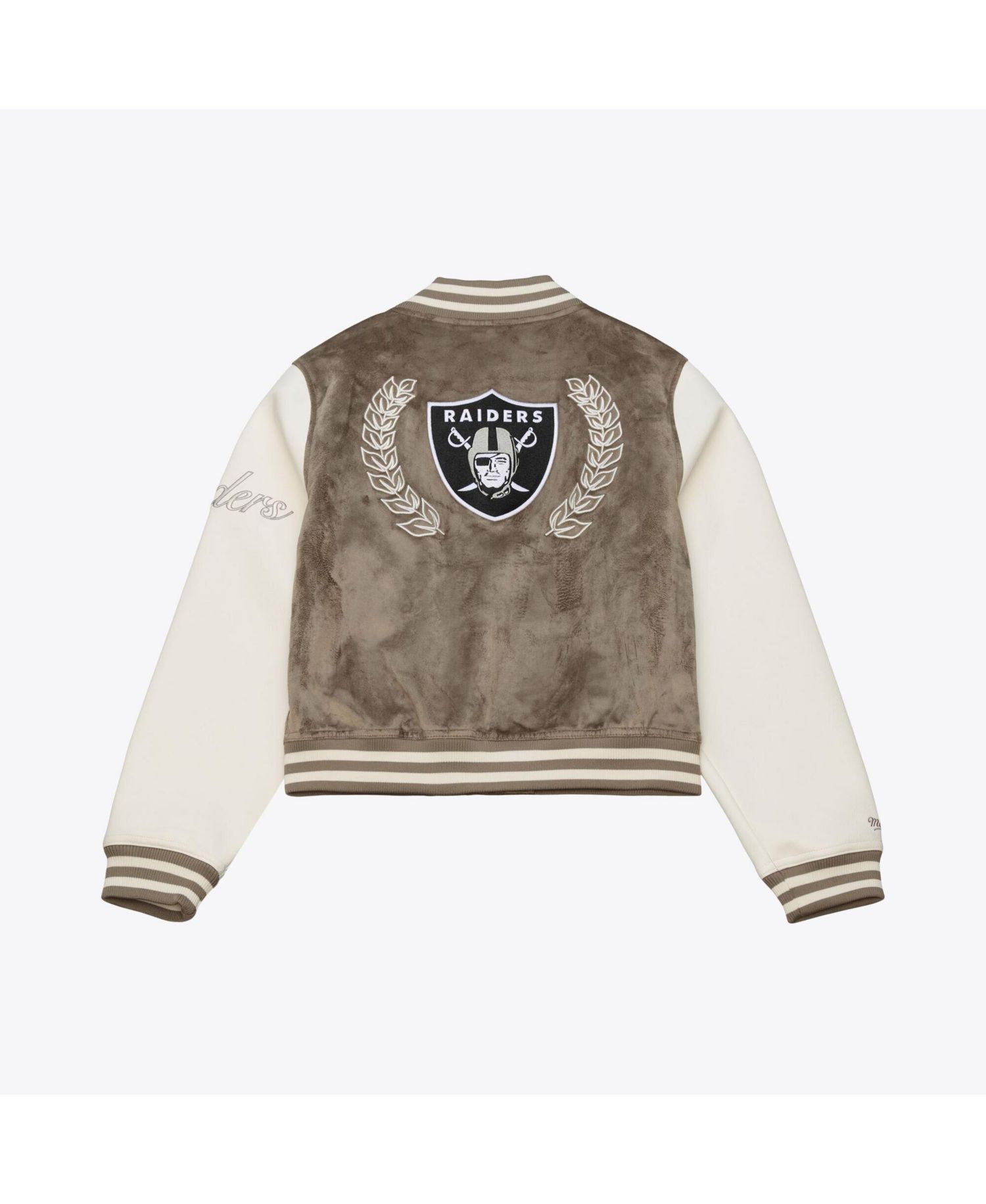 Women's Mitchell Ness Tan Oakland Raiders Full-snap Varsity Jacket