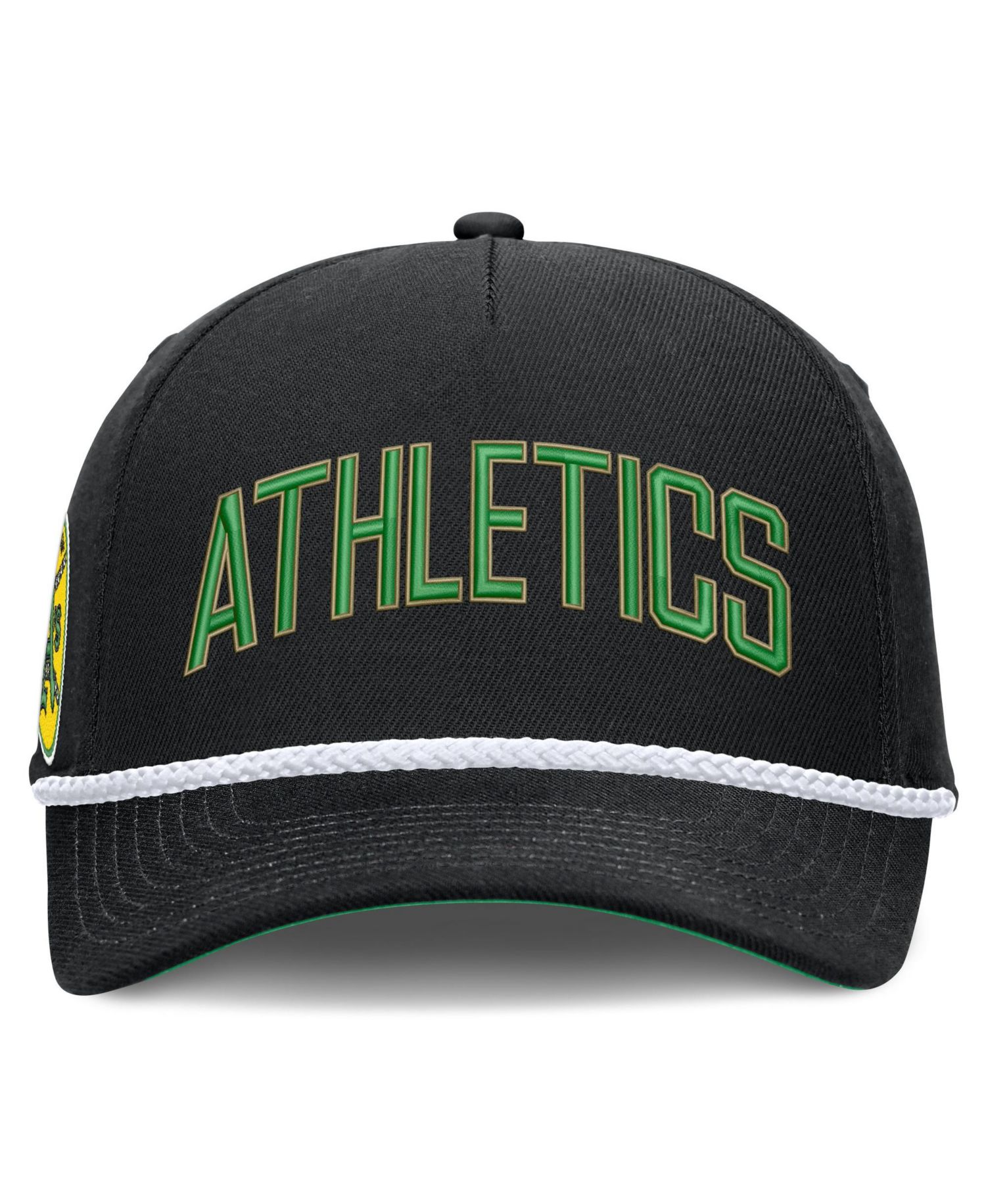 Men's Black Oakland Athletics Cooperstown Collection Rise Adjustable Hat