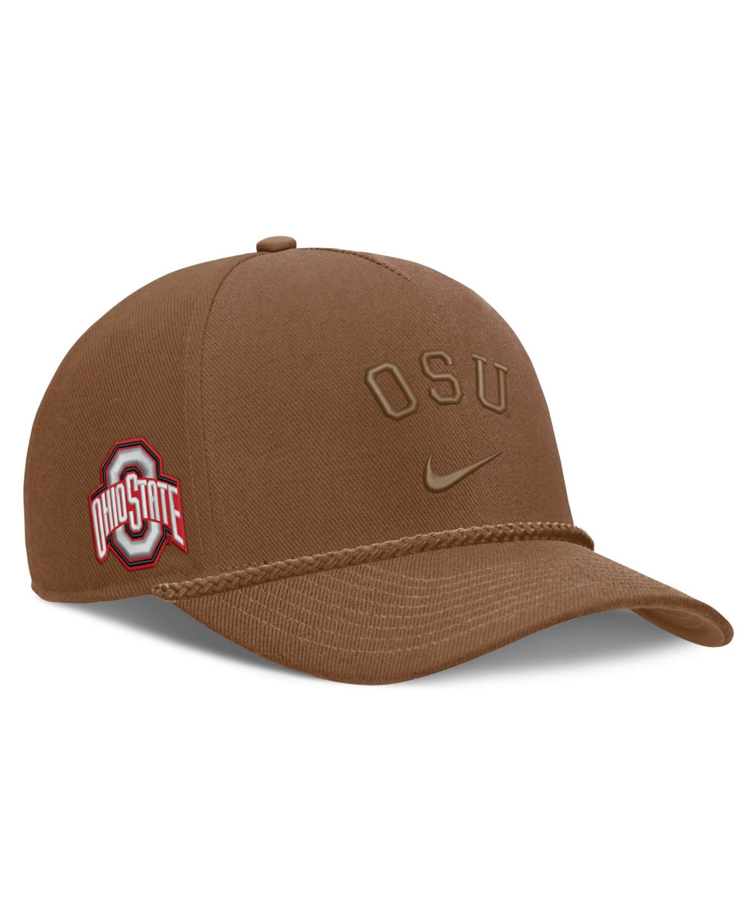 Men's and Women's Brown Ohio State Buckeyes Campus Prep Tonal Rope Rise 5-Panel Adjustable Hat
