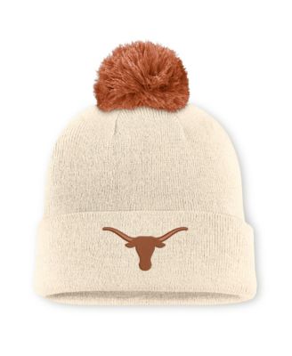 Men's and Women's Natural Texas Longhorns Campus Prep Script Cuffed Knit Hat with Pom