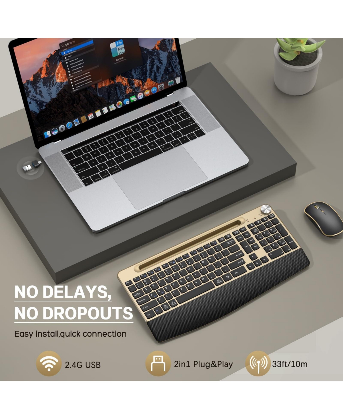 Lofree Wireless Silent Ergonomic Keyboard and Mouse Combo for Mac Windows