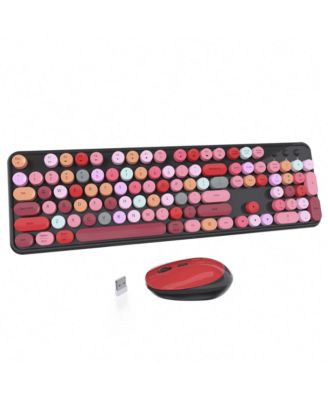 Retro Typewriter Wireless Keyboard Mouse Combo Multicolor Mirror Floating Keys