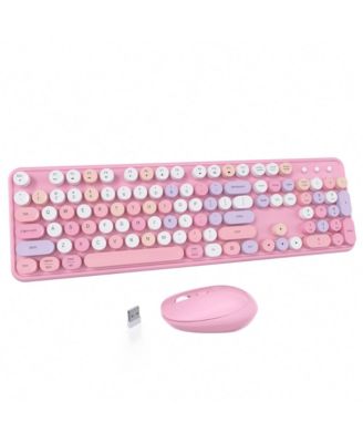 Retro Typewriter Wireless Keyboard Mouse Combo Multicolor Mirror Floating Keys