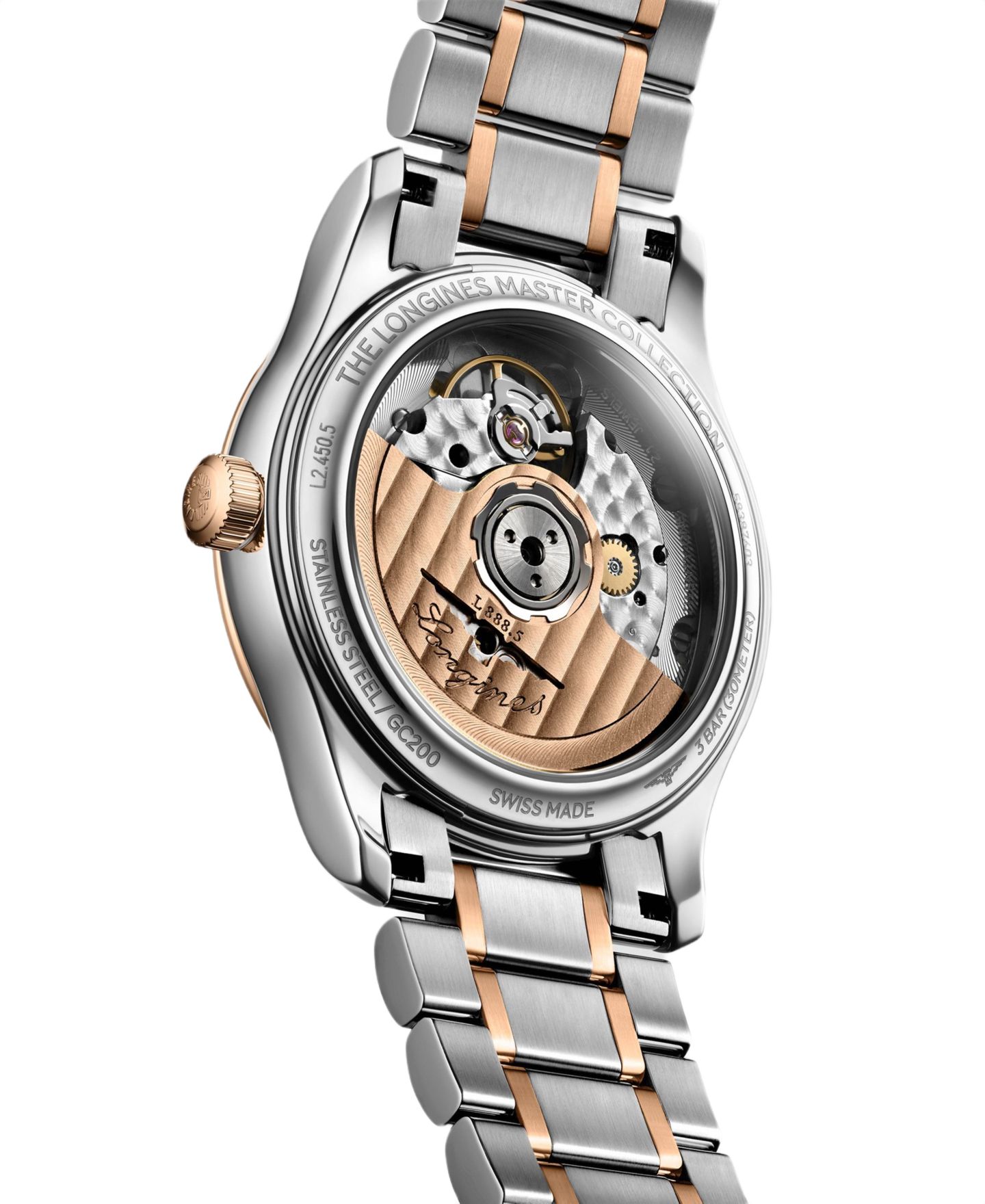 Женские часы Longines Master Collection 18k Rose Gold and Silver Stainless Steel Strap Watch 34mm — фото 3