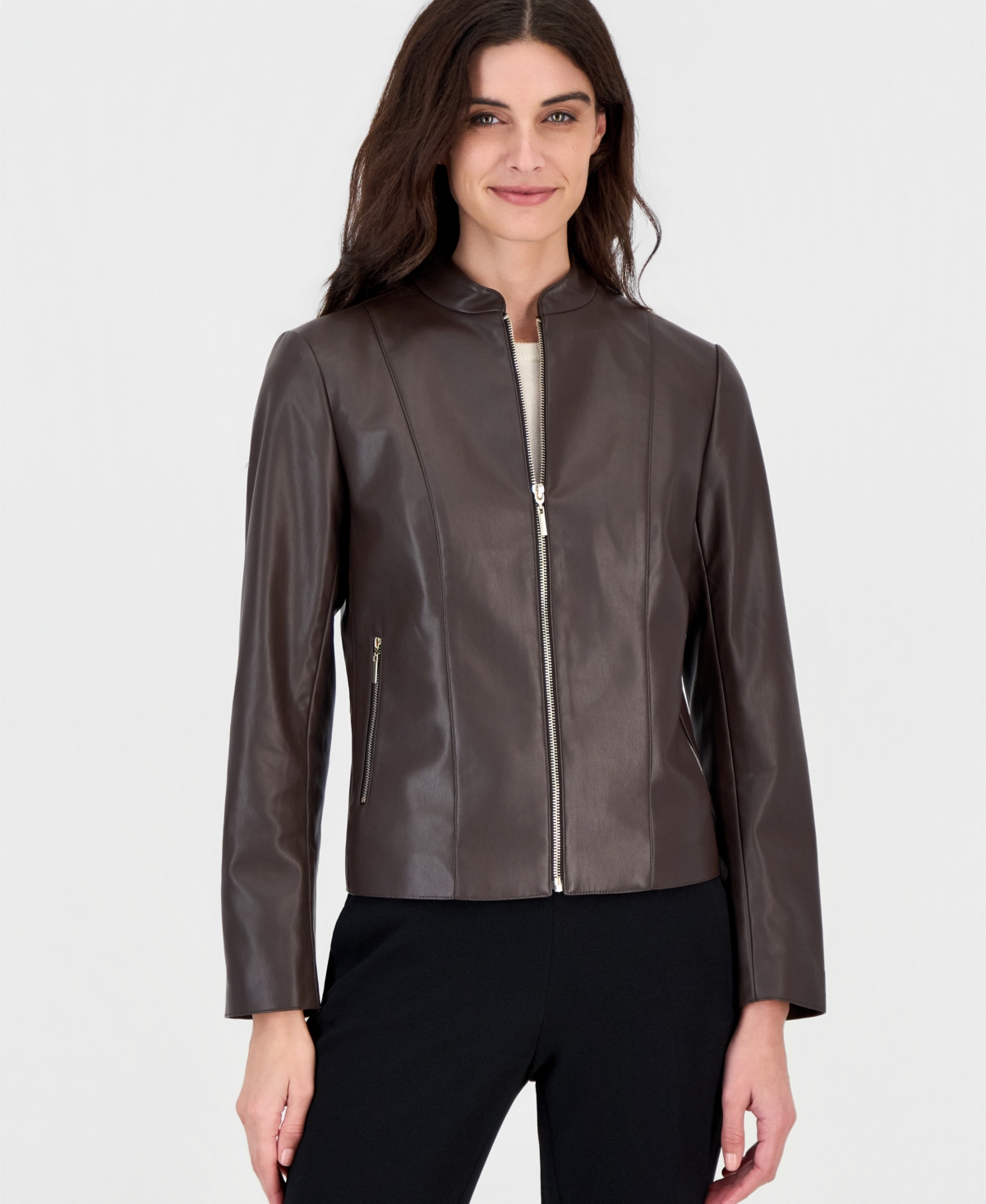 Kasper Women's Moto Zip-Up Jacket - Rich Chocolate