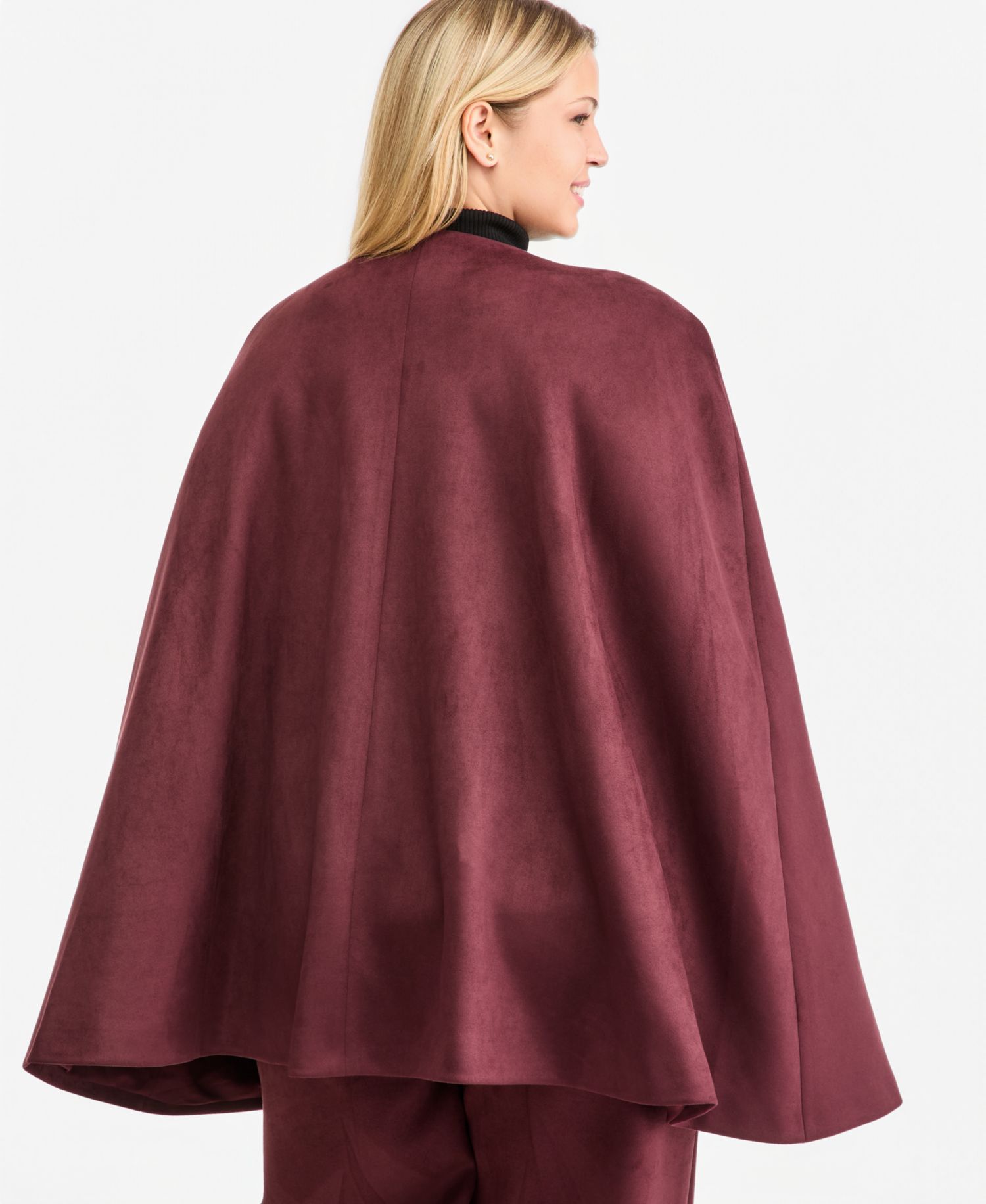 Plus Size Scuba Faux Suede Long Cape
