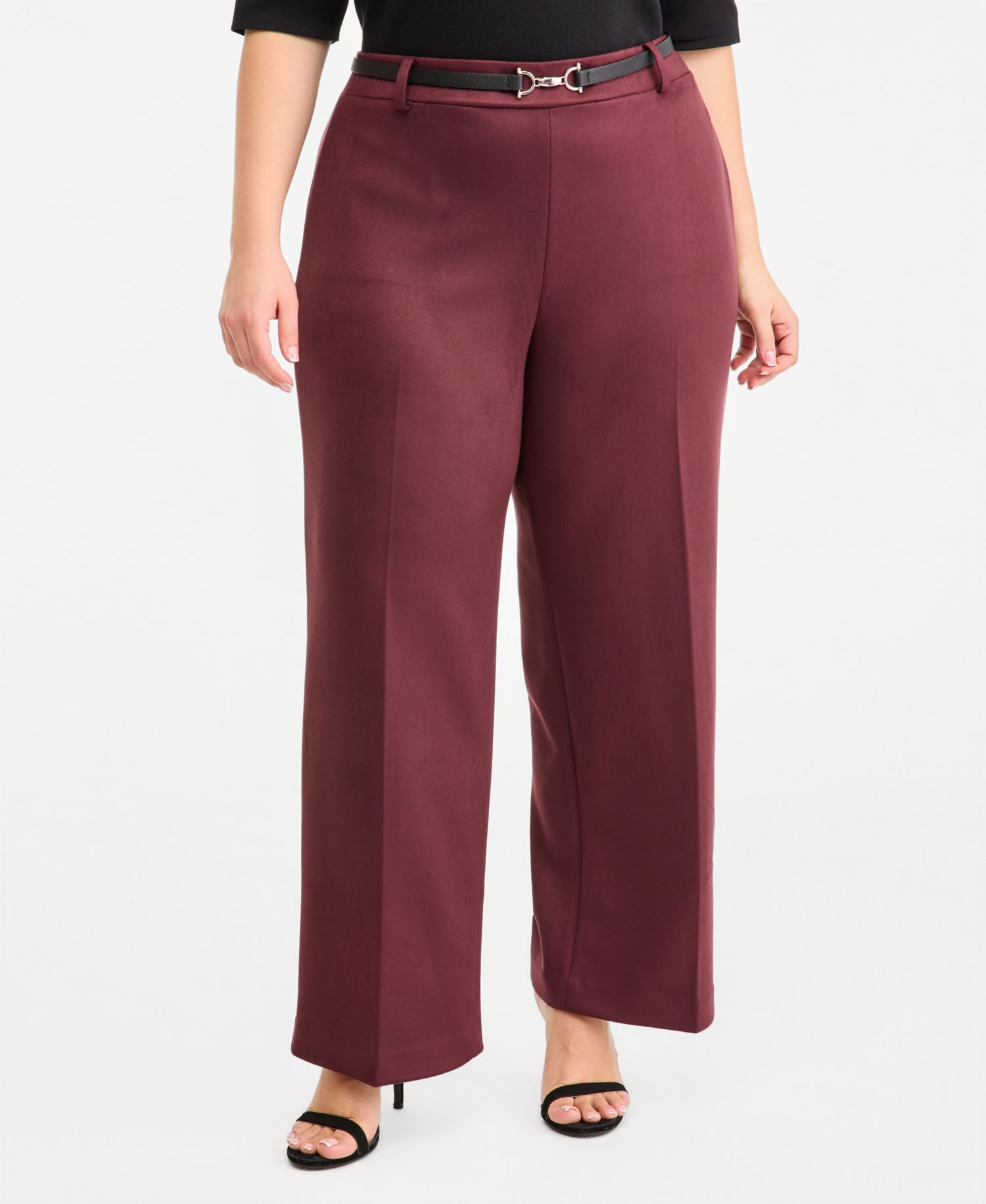 Plus Size Wide Leg Pull-On Pants