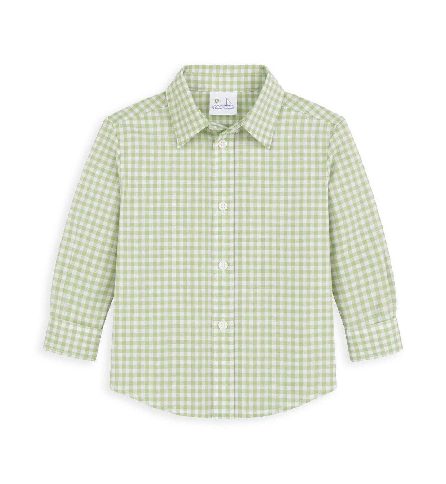 Рубашка Florence Eiseman Check Button Down Shirt для мальчиков-малышей, цвет: Белый / Шалфейный — фото 1