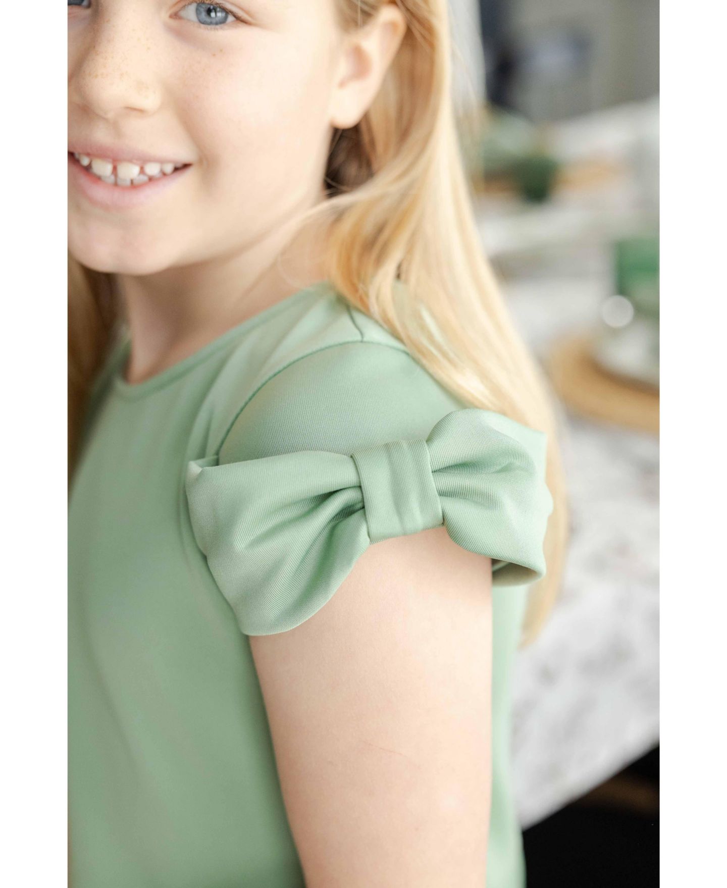 Платье Florence Eiseman Scuba Knit Dress with Bow для девочек, цвет: Шалфейный — фото 3