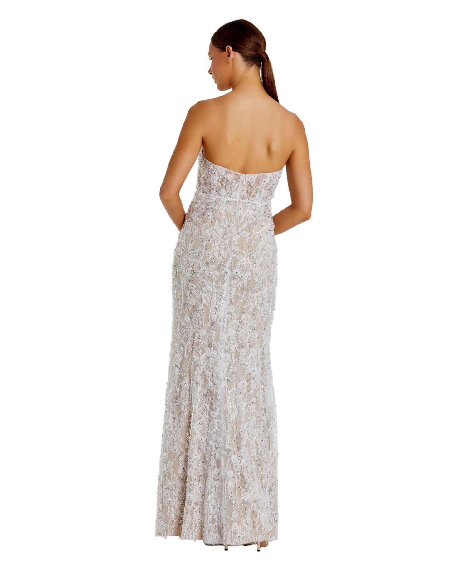 Women's Strapless Sweetheart Beaded Gown
