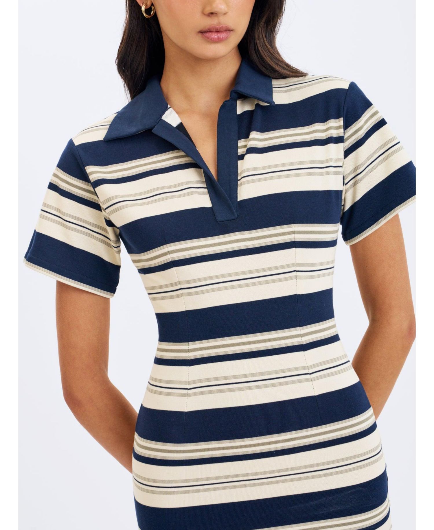 Women's Whitley Collared Short-Sleeve Striped Mini Dress