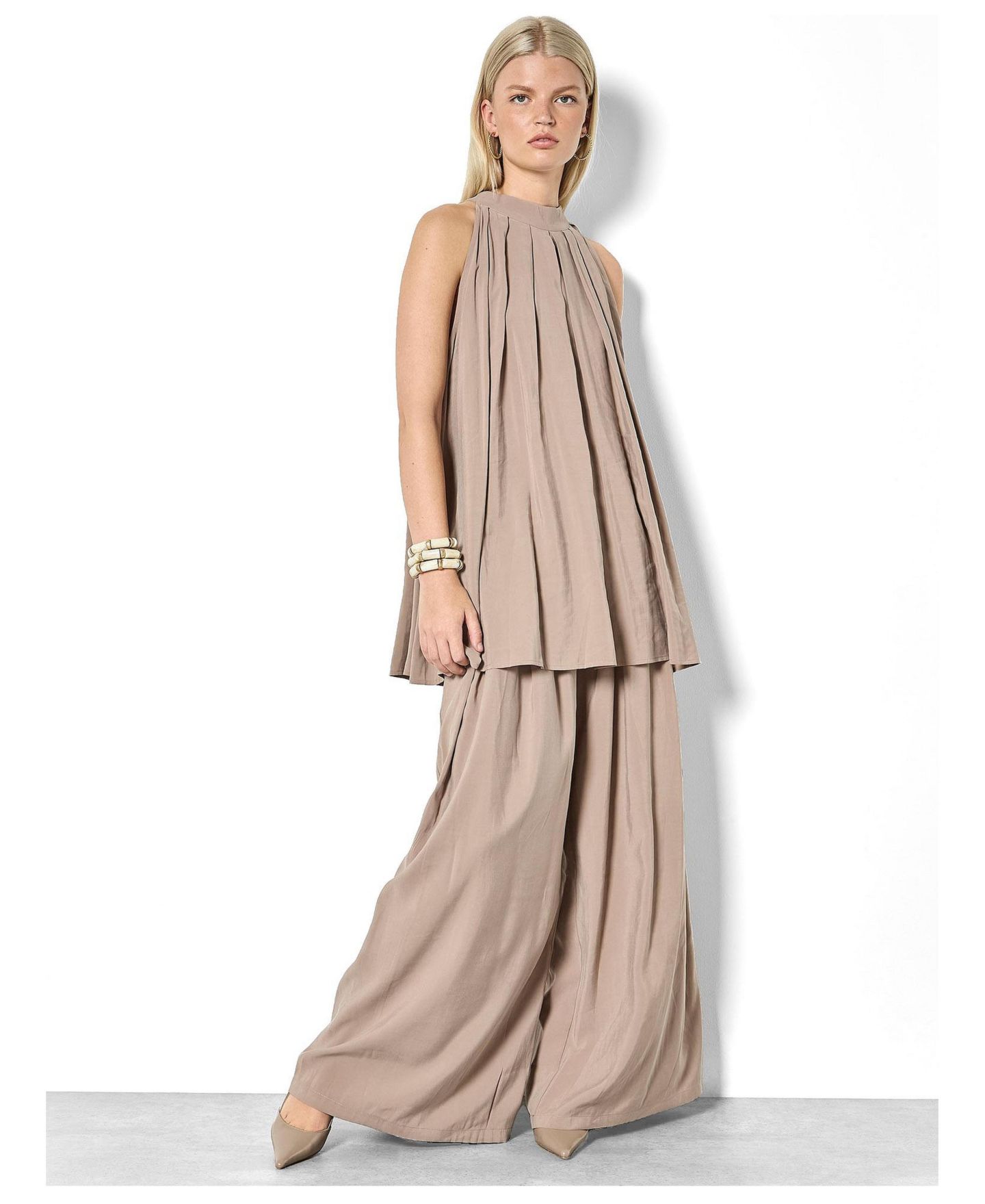 Женский топ Apricot Pleat Detail Tunic Top, цвет: Серо-бежевый — фото 2