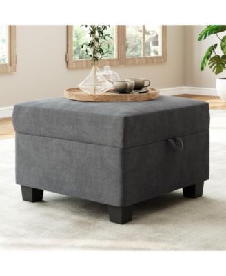 Folding Ottoman Footrest for Sectional Sofa, Soft Upholstered Cushion Stool for Living Room Bedroom Office and Dorm, Black/Gray