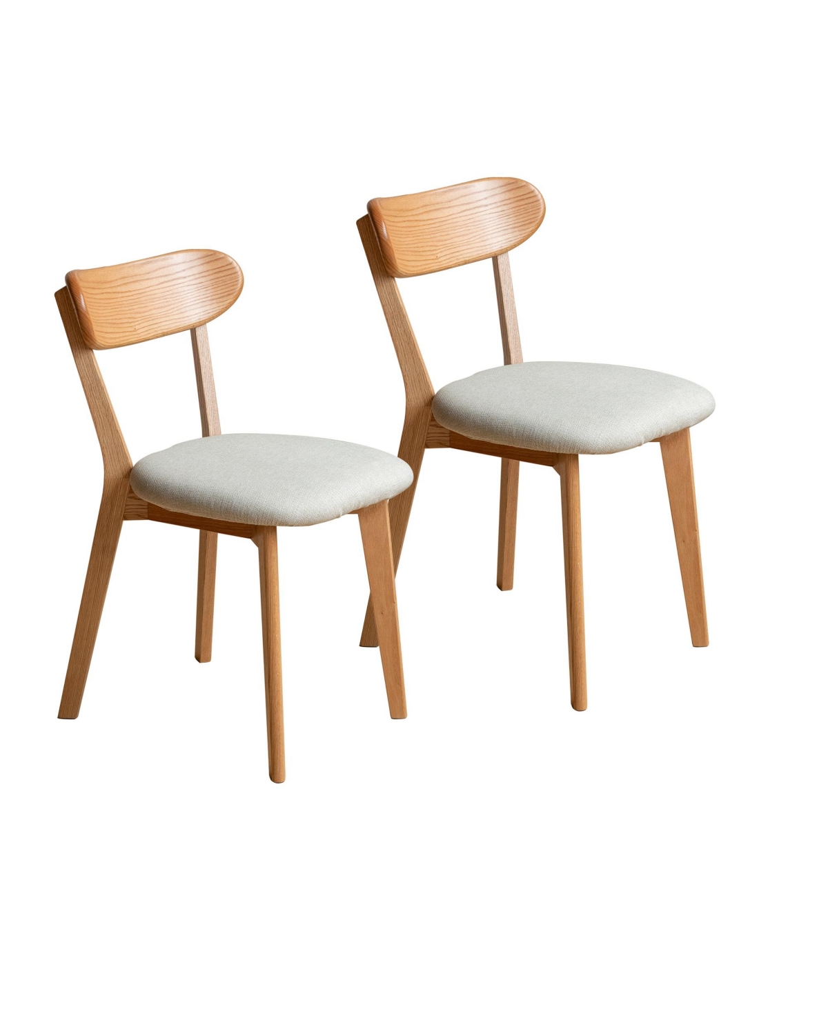 Flynama Set of 2 Natural Fas Grade Oak Upholstered Dining Chairs, Removable Washable Cushion