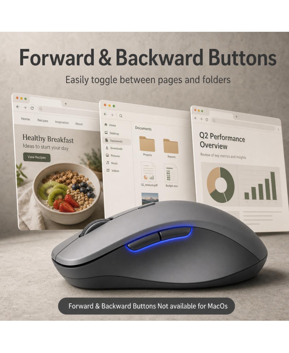 Lofree Wireless Quiet Ergonomic Mouse for Pc