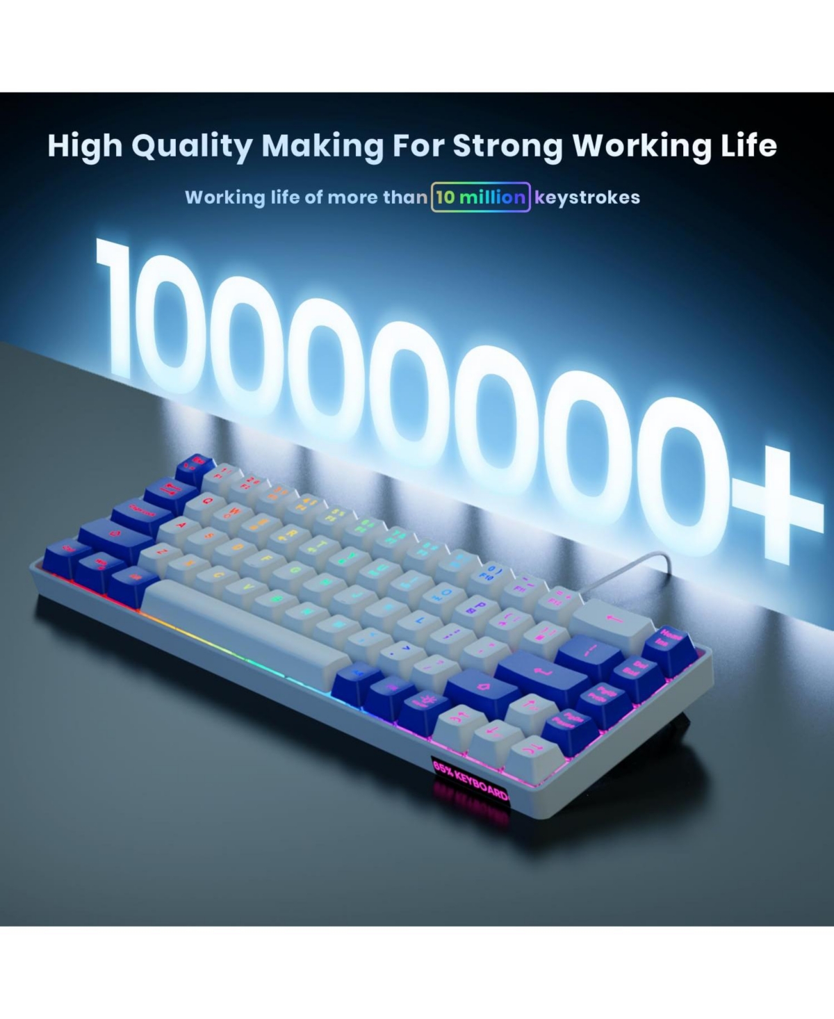 Lofree 65 Ultra Compact Wired Led Backlit Ergonomic Gaming Membrane Keyboard