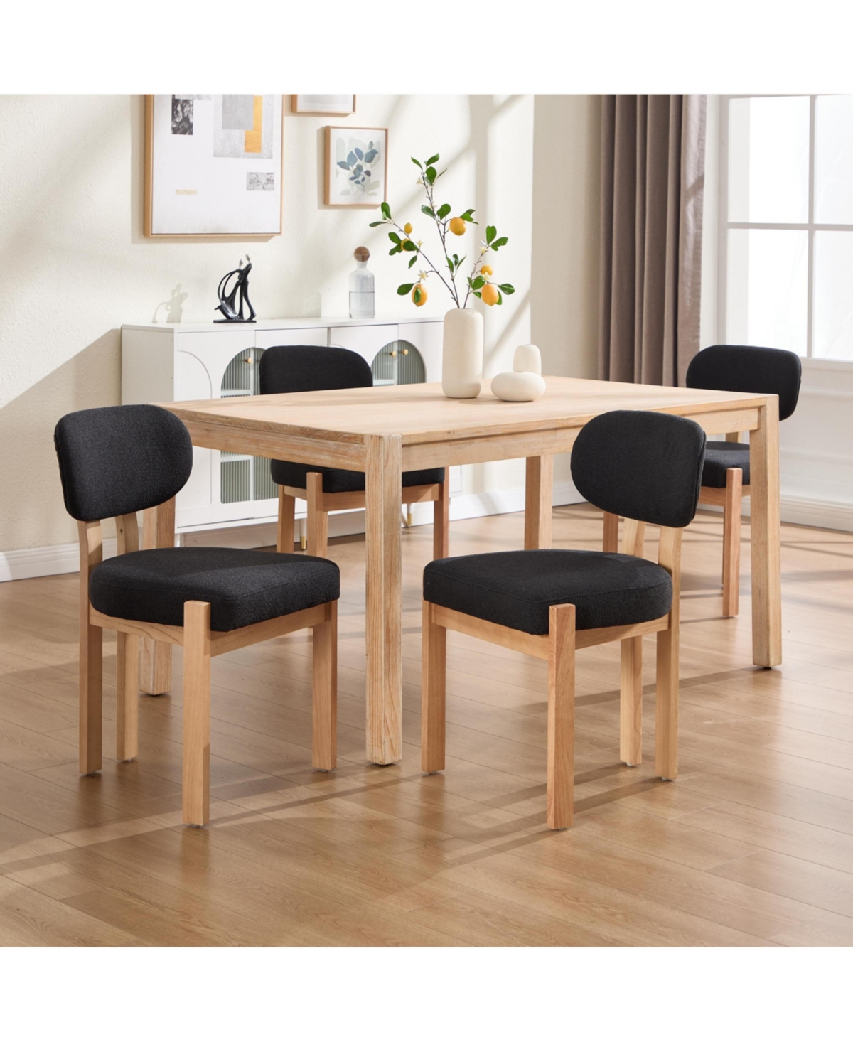 Flynama Wooden Dining Chairs Set of 2, Modern Fabric Upholstered Kitchen Chairs