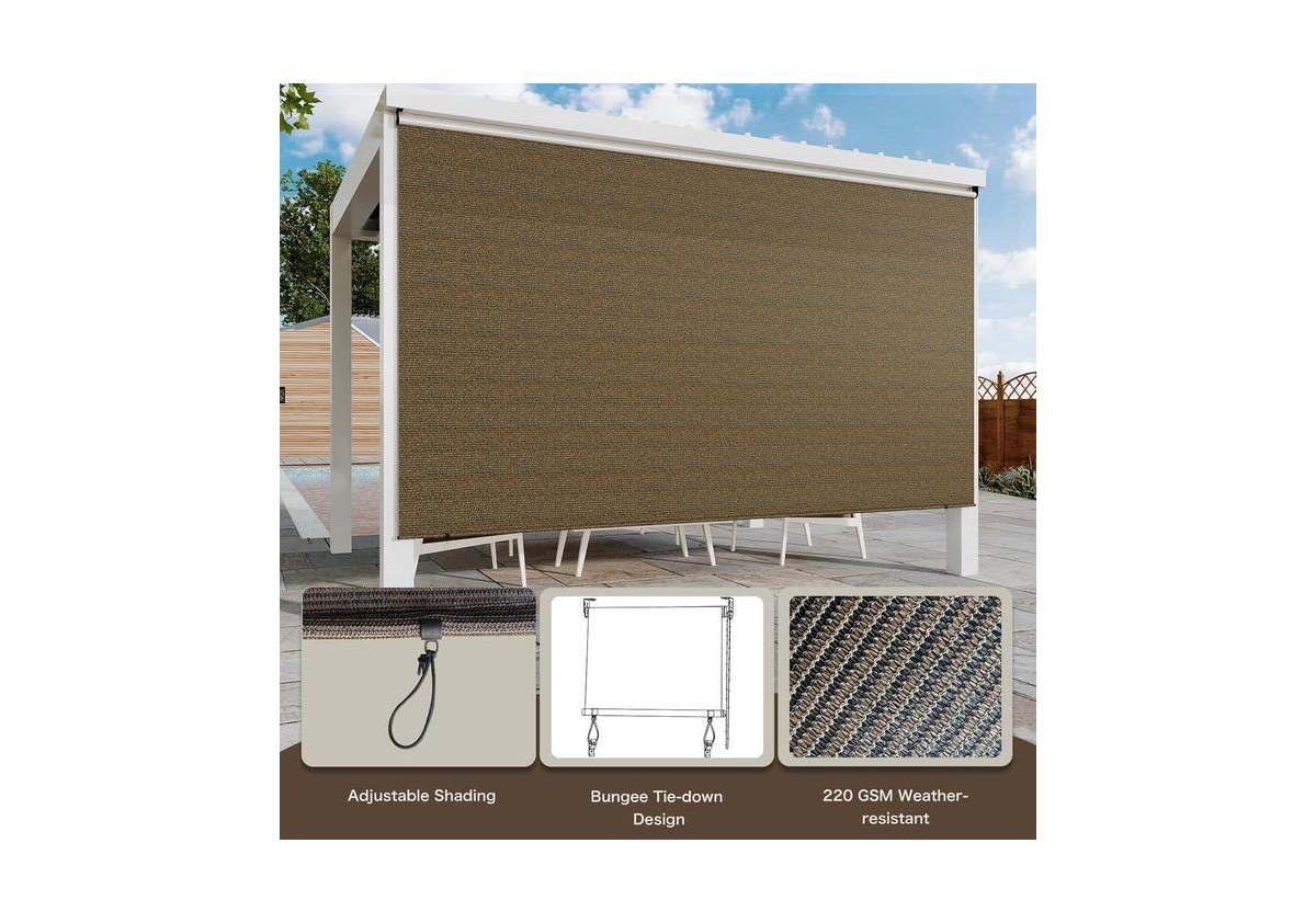 Aecojoy Outdoor Roller Shade, 10'(W) x8'(H) Sun Shade Cover Canopy