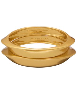 Gold-Plated Folded Bangle Bracelet, 2-Piece Set
