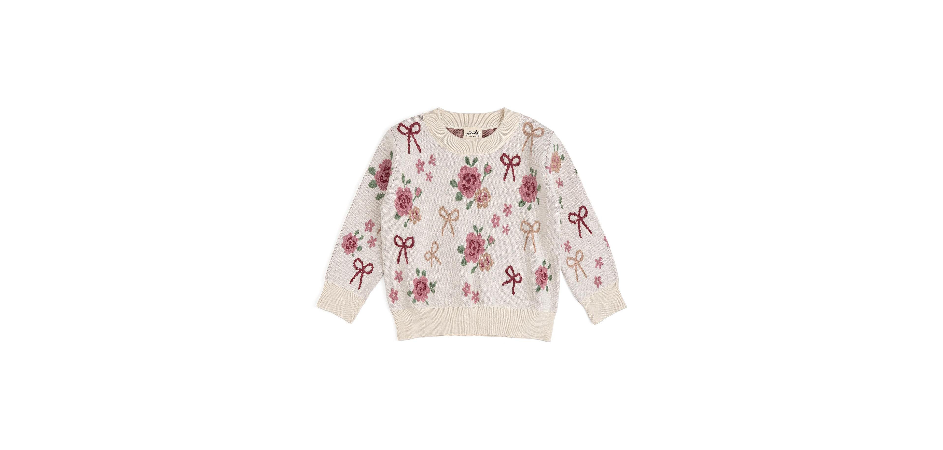 Sweet Wink Girls Coquette Rose Sweater