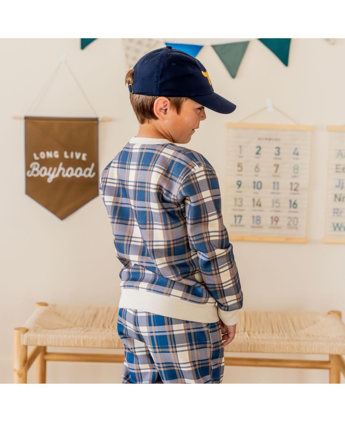 Sweet Wink Toddler Boys Navy Plaid Sweatshirt
