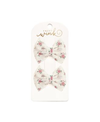 Little and Big Girls Coquette Rose Tulle Bow Clip Set