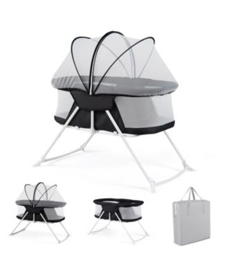 2 in 1 Baby Bassinet with Rocking Motion with Breathable Mesh