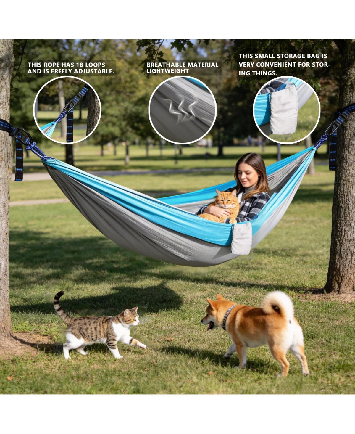 Piscifun Portable Camping Hammock With Tree Straps Lightweight Parachute Nylon For Outdoor Travel Hiking Beach 400lbs Capacity