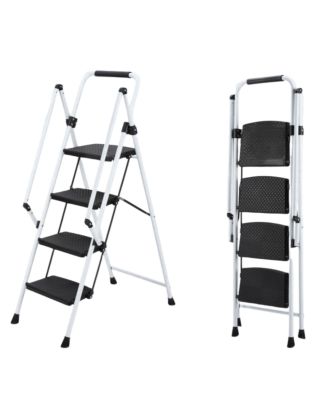  Folding 4-Step Ladder with Anti-Skid Pedal and Safety Handle