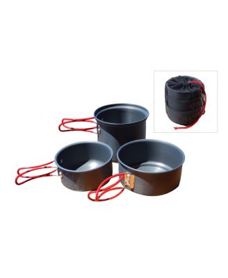 Camping Cookware Set With Carry Bag Lightweight Compact Nonstick Frypan Pots