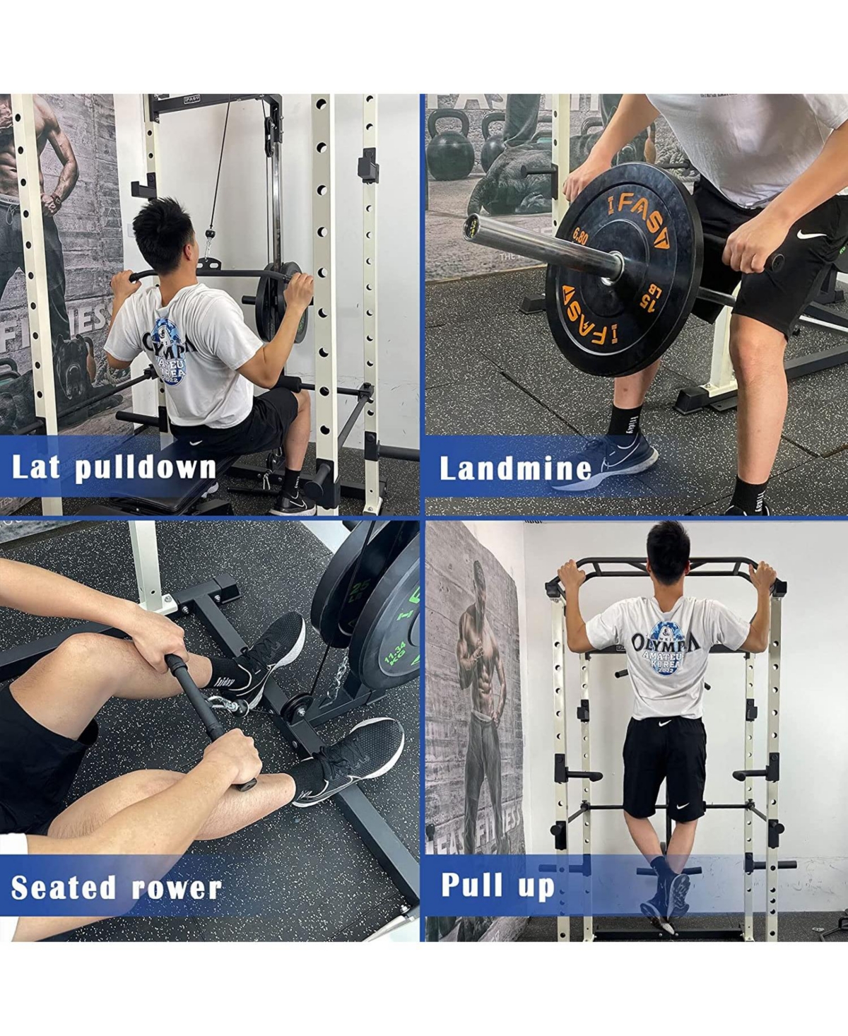 Sevorley Power Rack with Lat Pulldown and Low Row, Multi-Function Home Gym Cage, 1000 lb Capacity