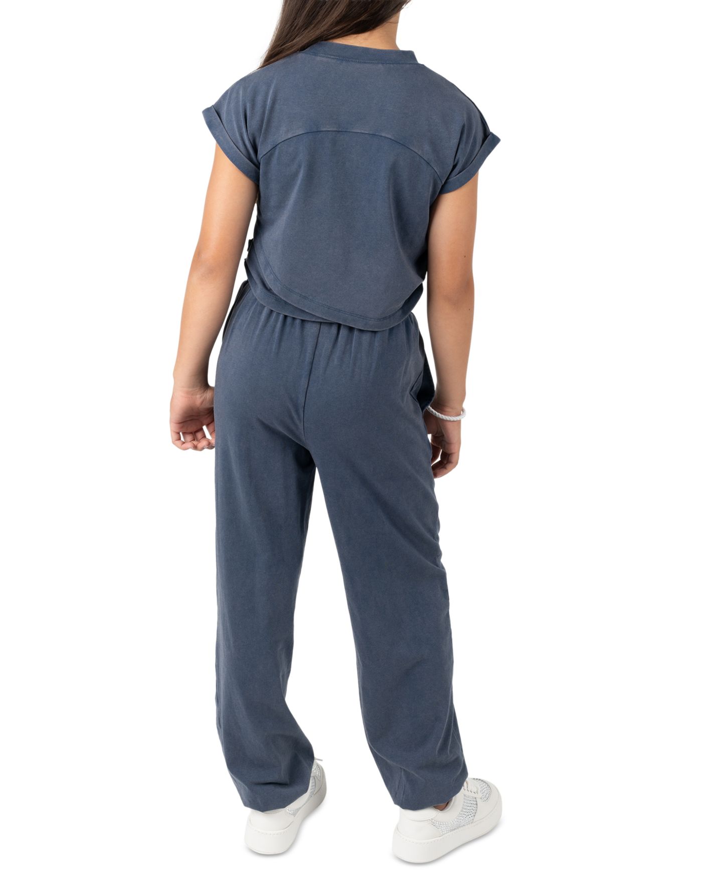 Комплект Tween Diva Washed Jersey Knit Long-Sleeve Top and Joggers, 2-Piece Set для девочек, цвет: Тёмно-синий — фото 3