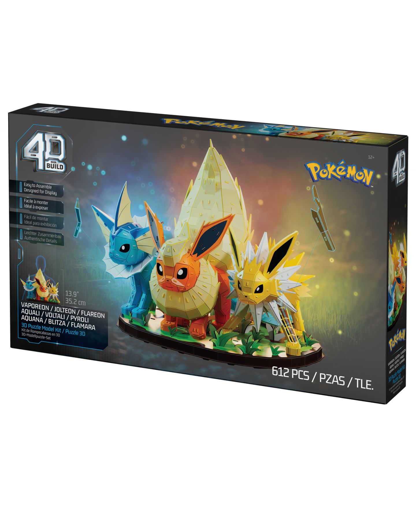 Детские игрушки Pokemon Eevee Evolution Trio 612-Piece 4D Puzzle, Ages 12+ — фото 2