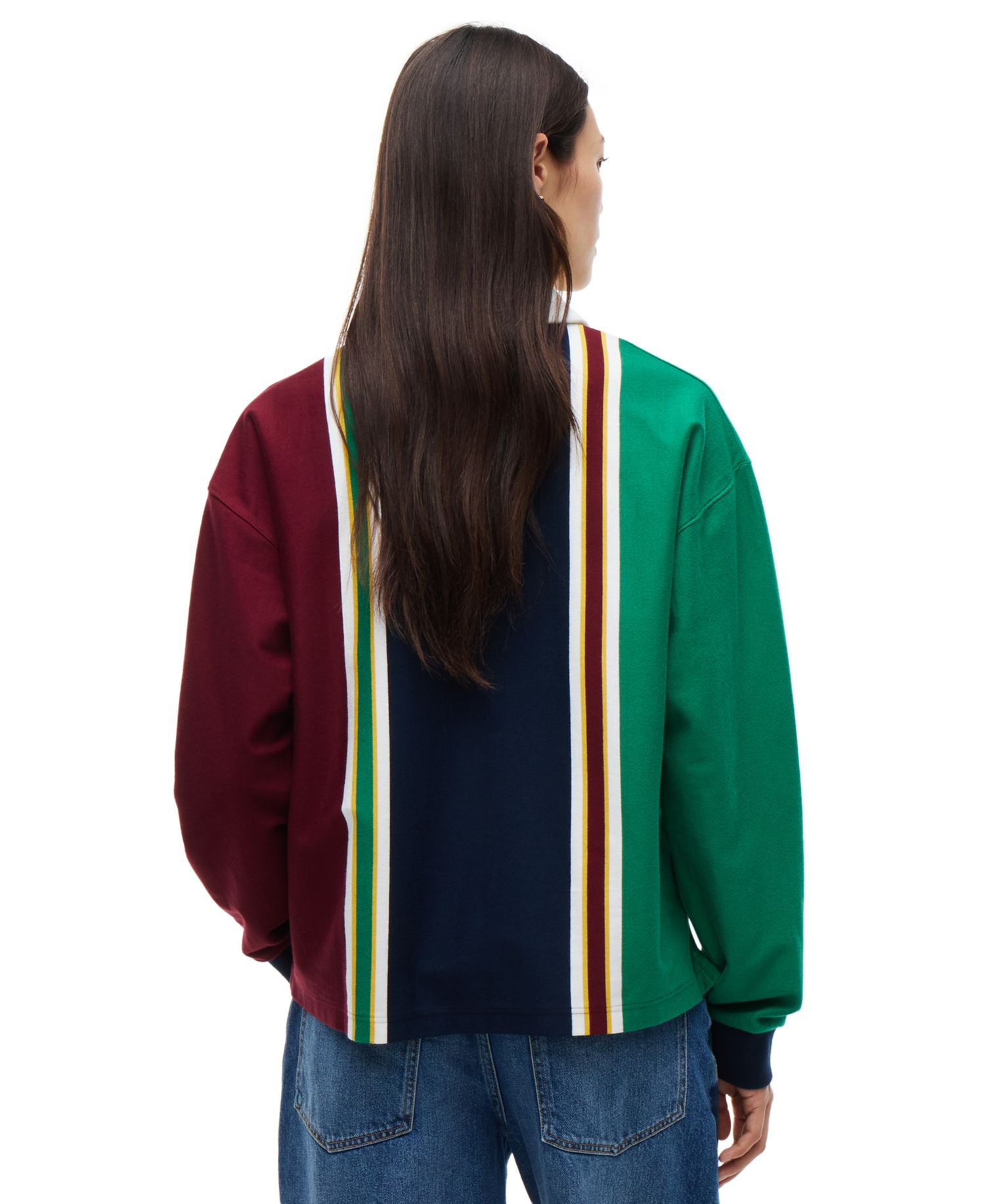 Women's American Icons Rugby Long-Sleeve Striped Polo Sweater