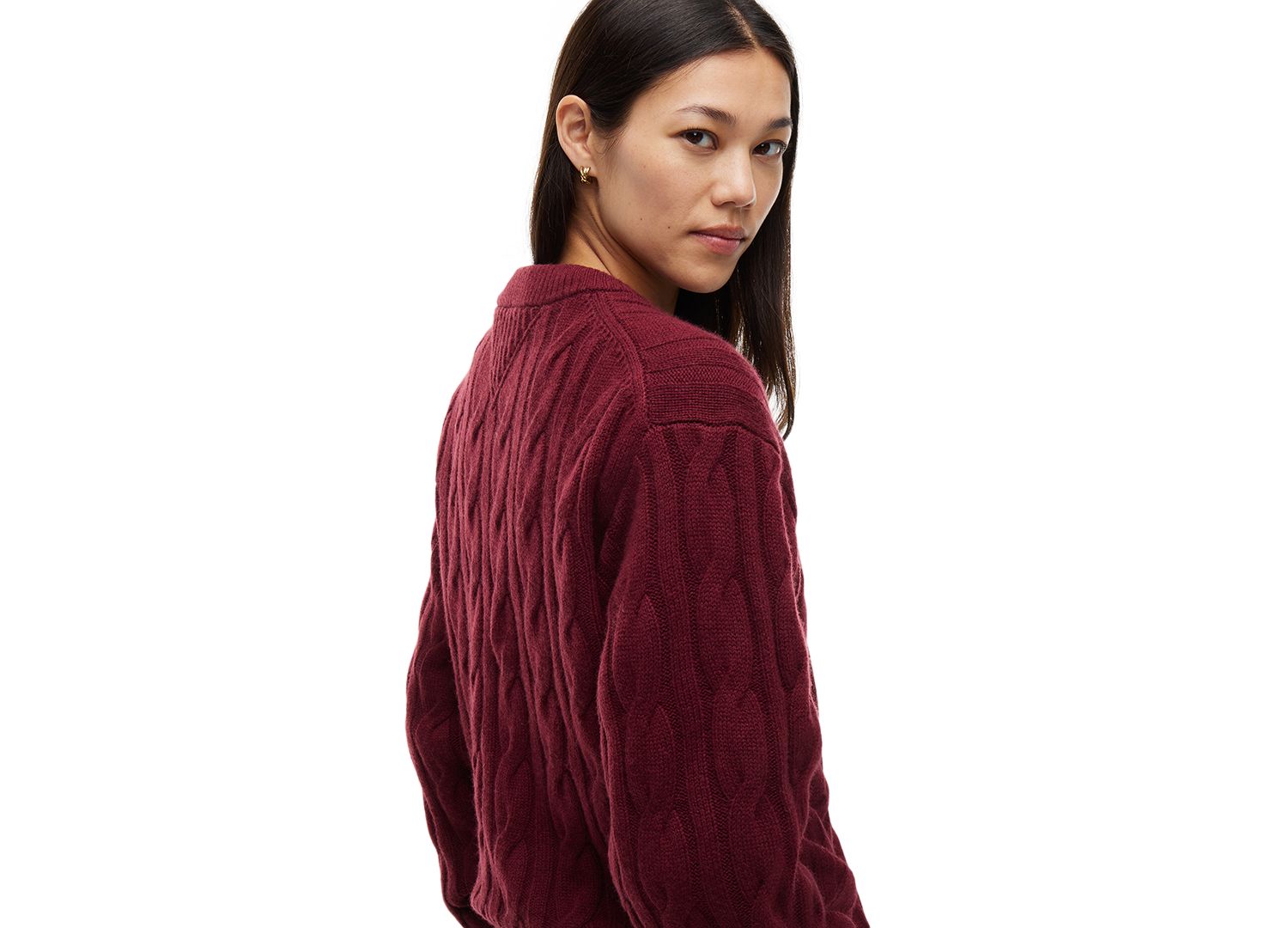Women's American Icons 100% Wool Cable-Knit Crewneck Sweater