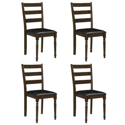 4Piece Farmhouse PU Leather Upholstered Dining Chairs with Ladder Back Padded Seat