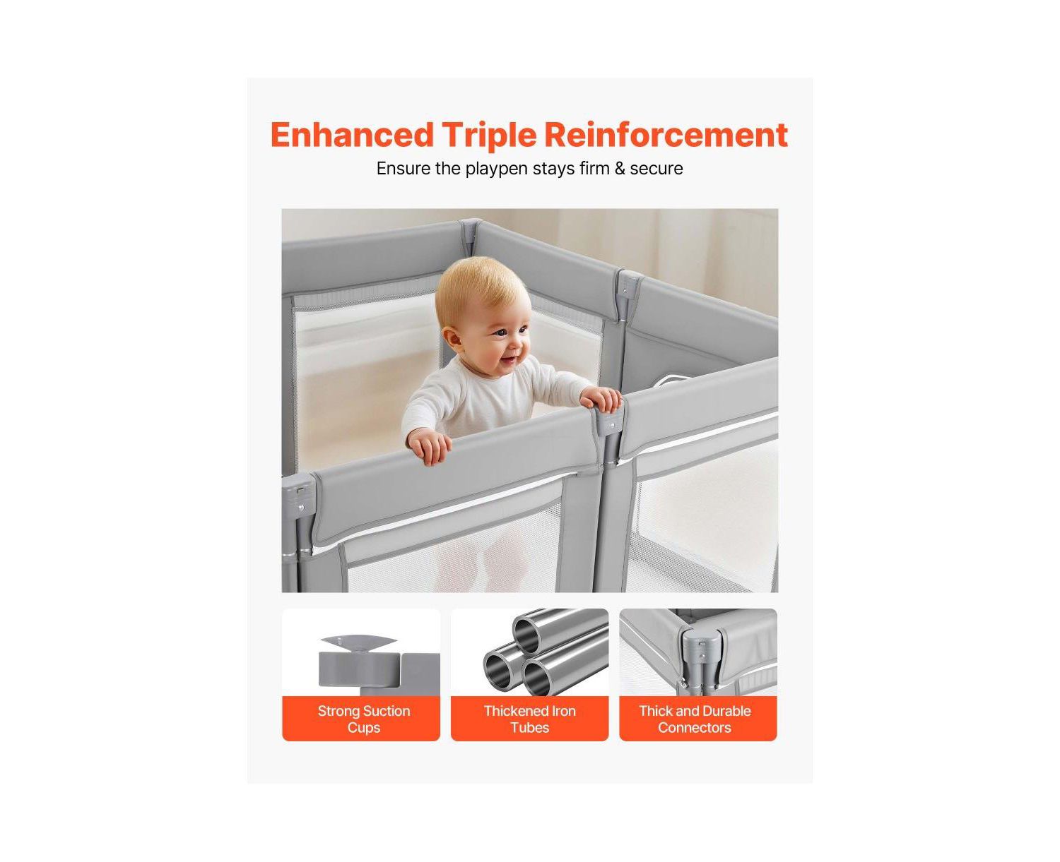 Baby Playpen with Soft Mesh Sides, Foldable Toddler Activity Center for Indoor and Outdoor Use