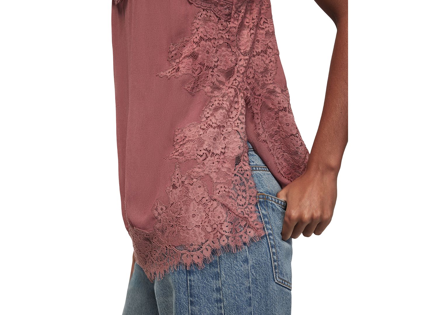 Women's Lace Trim V-Neck Tunic Tank