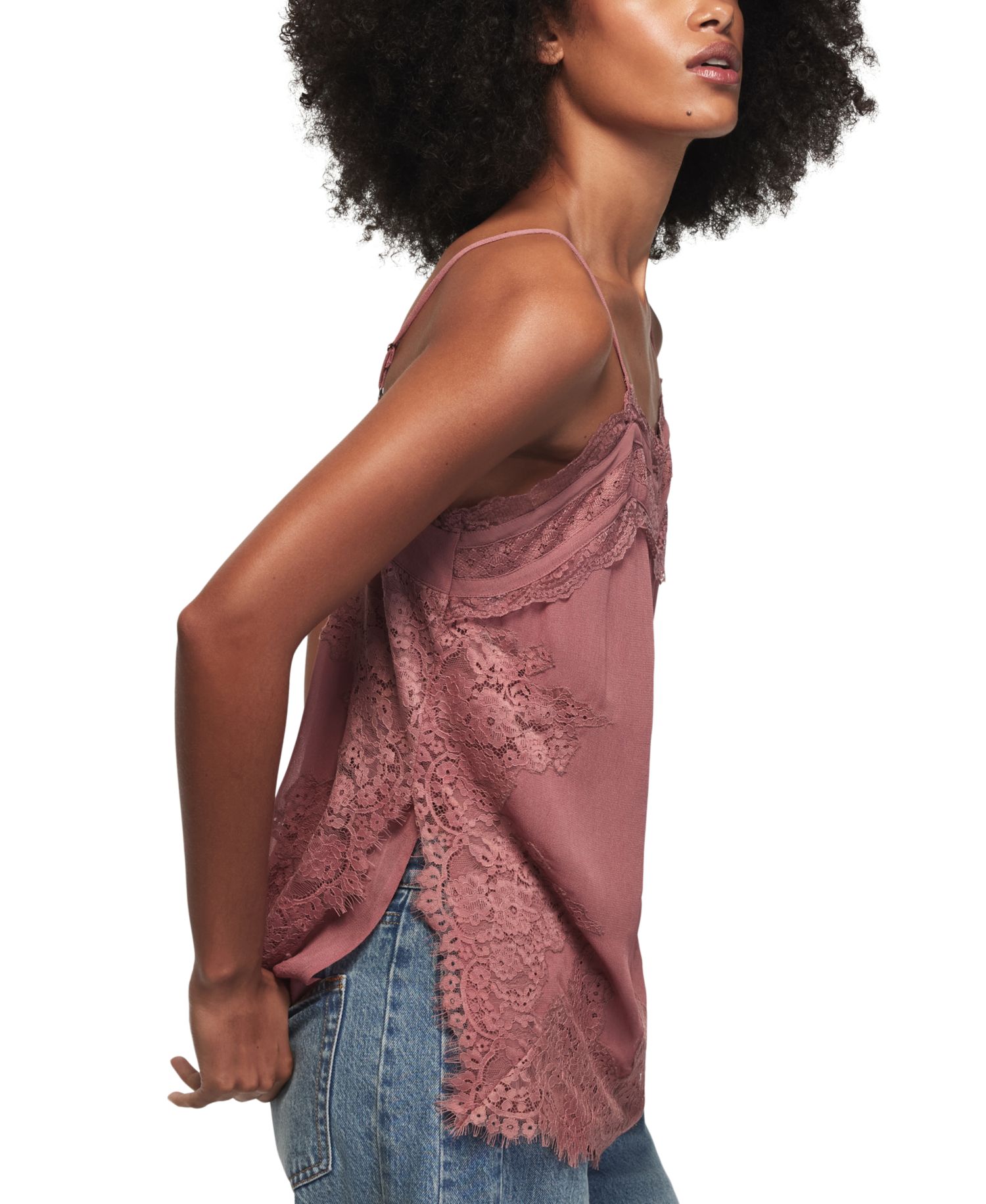 Women's Lace Trim V-Neck Tunic Tank