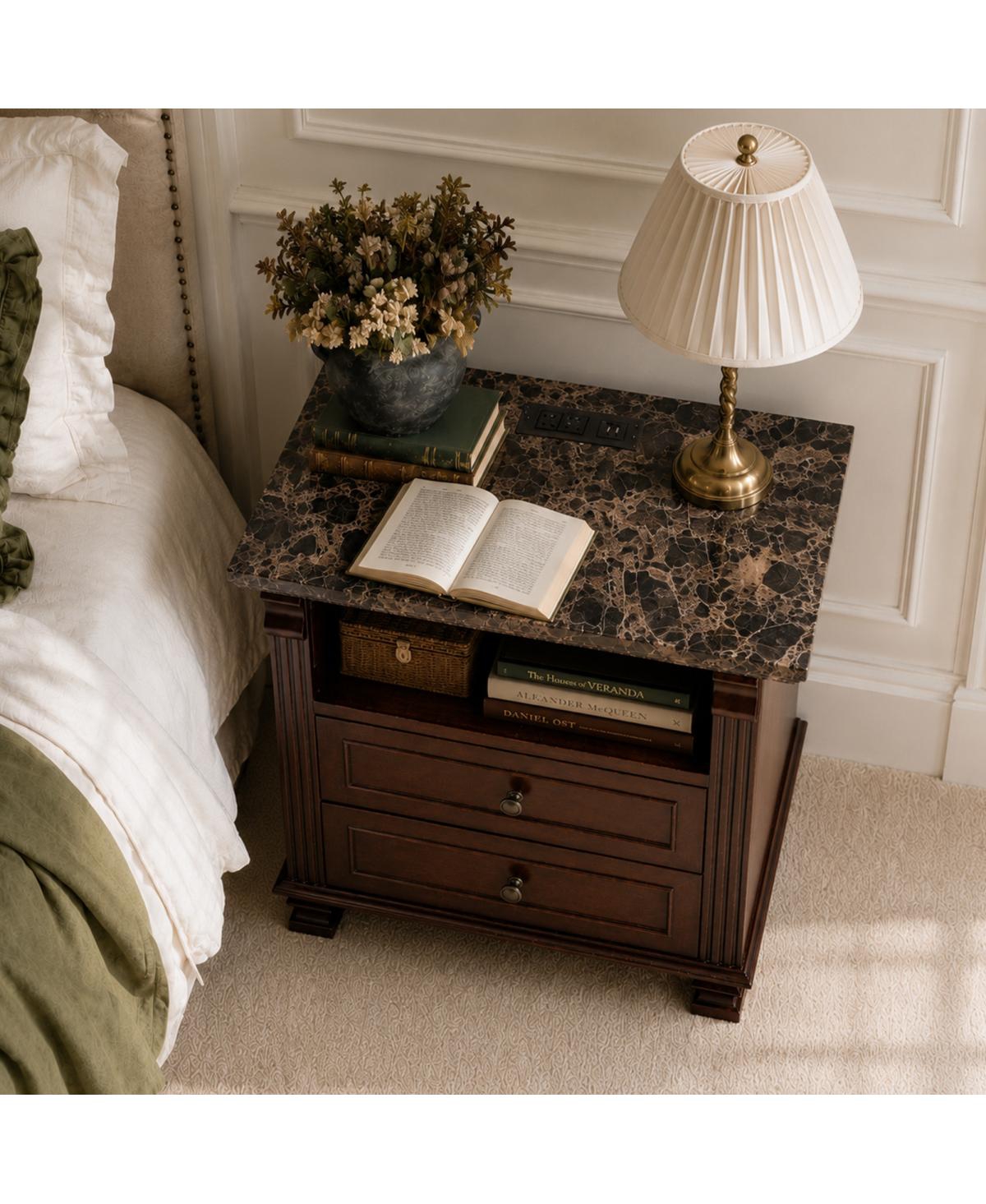 Streamdale Furniture Tall Modern Nightstand with Charging Station and Storage