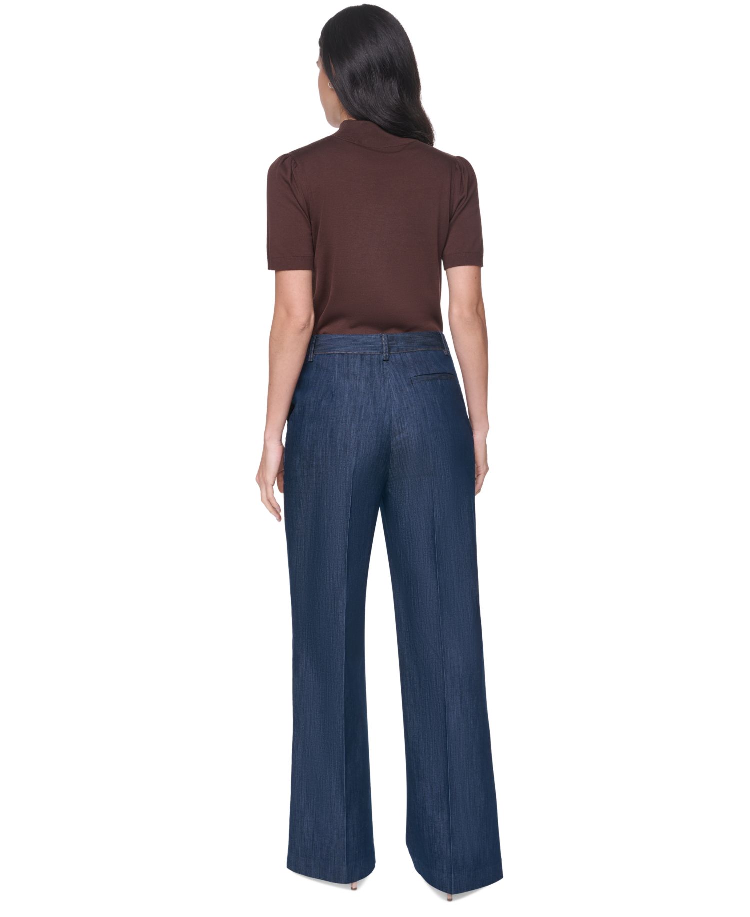 Women's Short-Sleeve Mock-Neck Puff-Sleeve Sweater