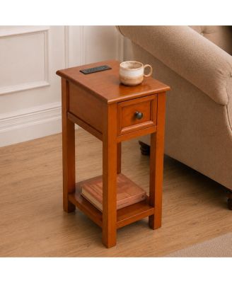 Mission Wood End Table with Drawer and Shelf